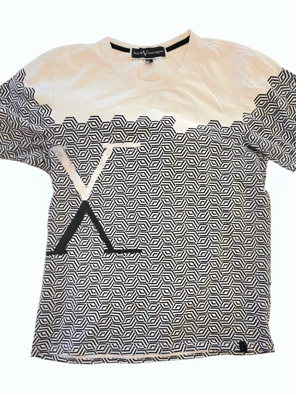 Versace Couture Geometric Logo Tee in White & Black